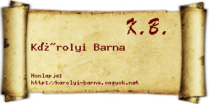 Károlyi Barna névjegykártya