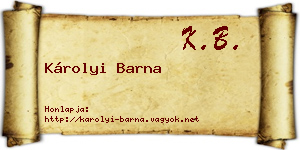 Károlyi Barna névjegykártya