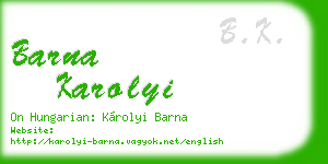 barna karolyi business card