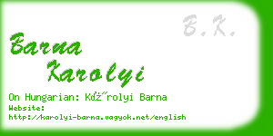 barna karolyi business card